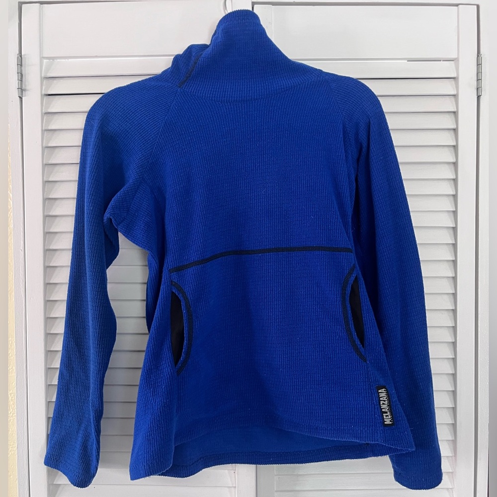Melazana Women’s Small Blue Microgrid Fleece Hoodie